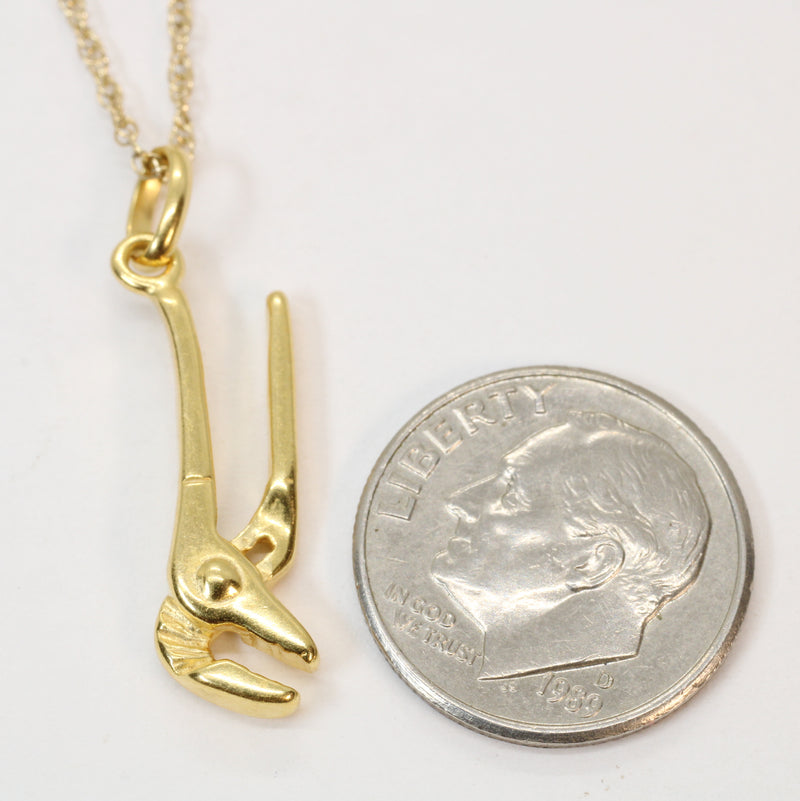 Gold Pliers Necklace for him or her made in 14kt gold vermeil