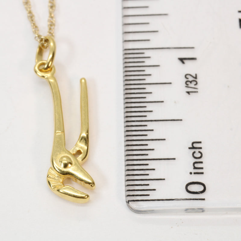 Gold Pliers Necklace for him or her made in 14kt gold vermeil
