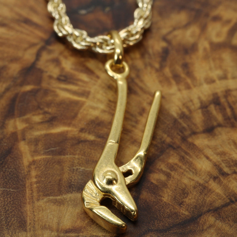 Gold Pliers Necklace for him or her made in 14kt gold vermeil