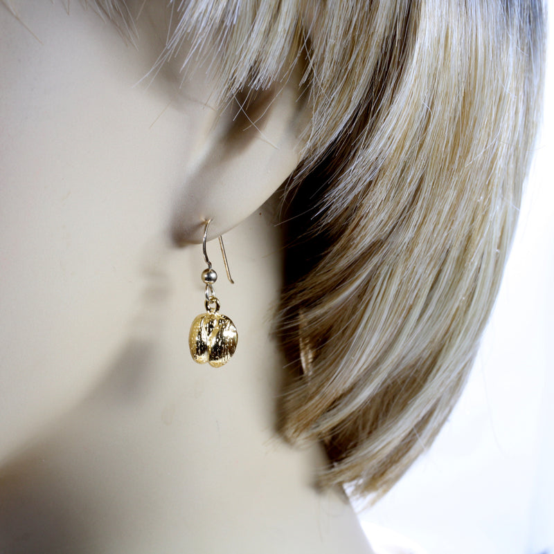 Gold Coco De mer Seed necklace, earrings, or charm in 14kt Vermeil