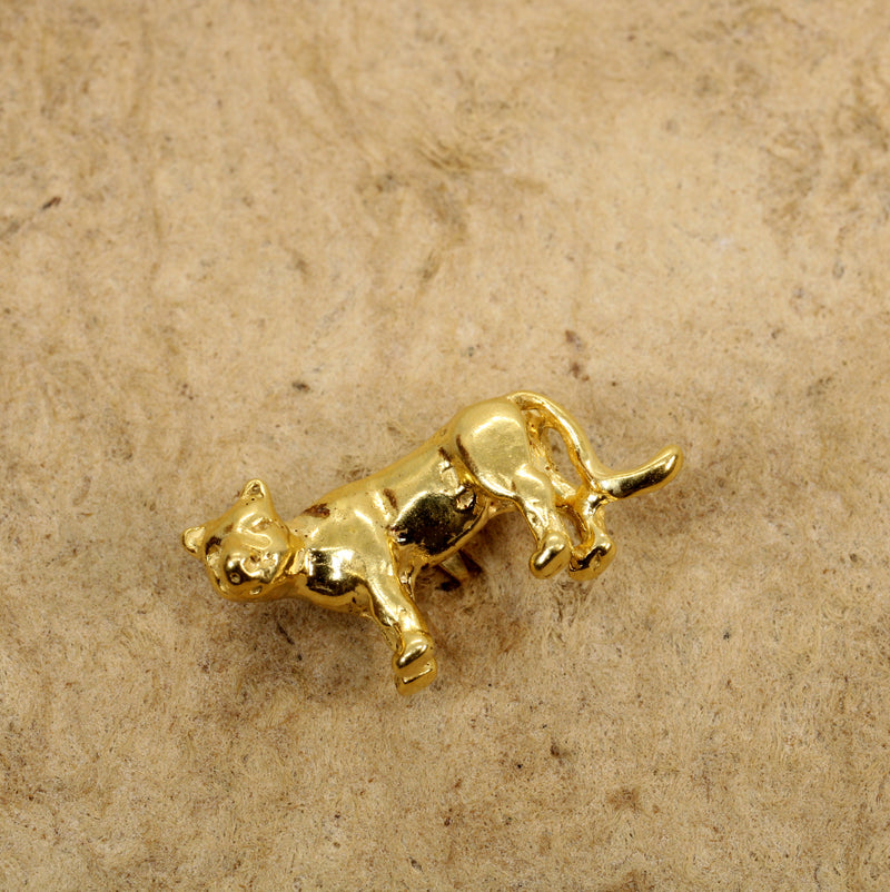 Cougar or Mountain Lion Tie Tack or Hat Pin in 14kt Gold Vermeil