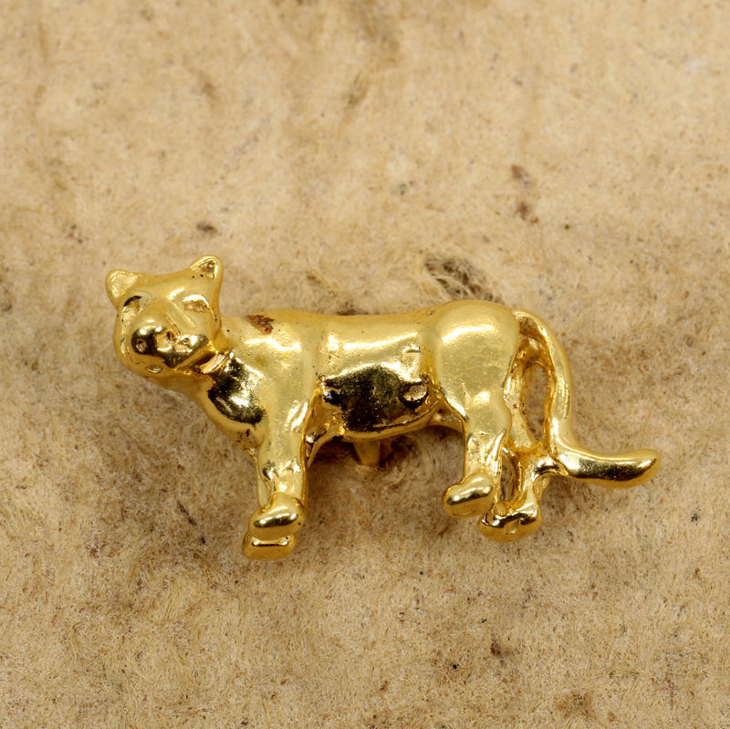 Cougar or Mountain Lion Tie Tack or Hat Pin in 14kt Gold Vermeil