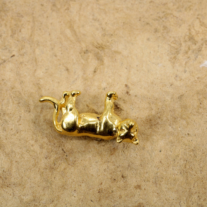 Cougar or Mountain Lion Tie Tack or Hat Pin in 14kt Gold Vermeil
