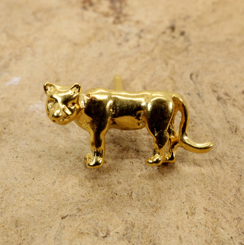 Cougar or Mountain Lion Tie Tack or Hat Pin in 14kt Gold Vermeil