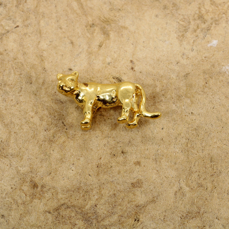 Cougar or Mountain Lion Tie Tack or Hat Pin in 14kt Gold Vermeil