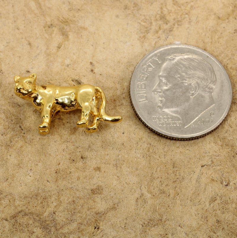 Cougar or Mountain Lion Tie Tack or Hat Pin in 14kt Gold Vermeil