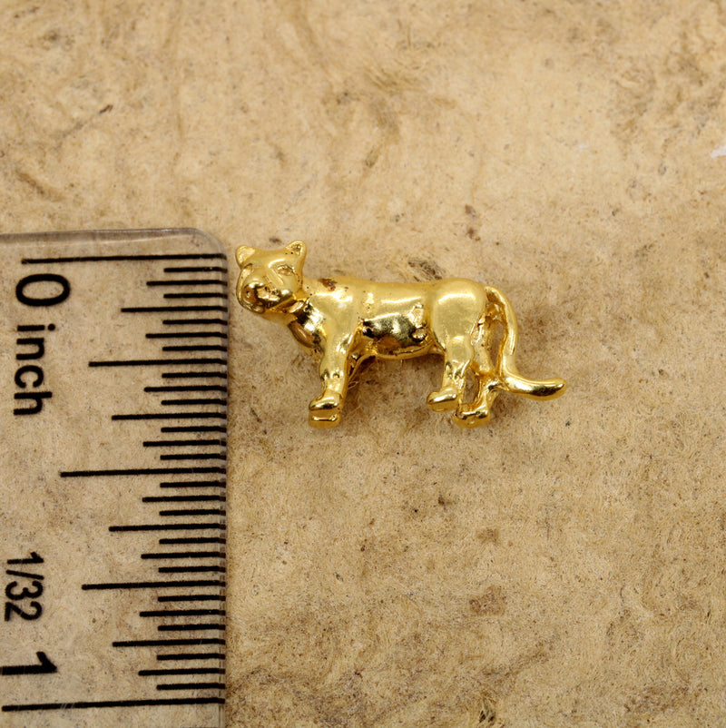 Cougar or Mountain Lion Tie Tack or Hat Pin in 14kt Gold Vermeil
