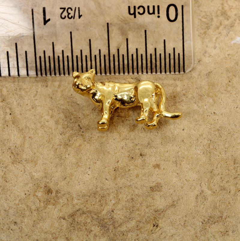 Cougar or Mountain Lion Tie Tack or Hat Pin in 14kt Gold Vermeil