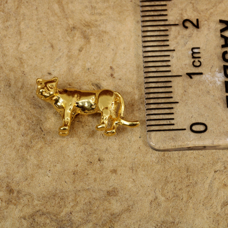 Cougar or Mountain Lion Tie Tack or Hat Pin in 14kt Gold Vermeil