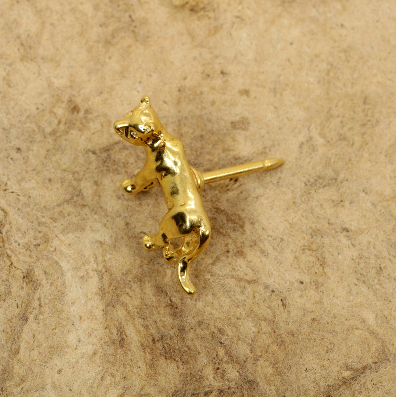 Cougar or Mountain Lion Tie Tack or Hat Pin in 14kt Gold Vermeil
