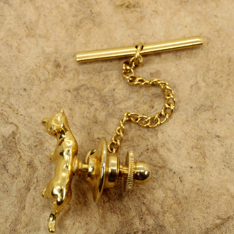 Cougar or Mountain Lion Tie Tack or Hat Pin in 14kt Gold Vermeil