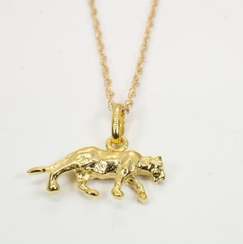 Gold Cougar Necklace for him or her made in gold vermeil