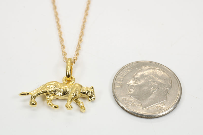 Gold Cougar Necklace for him or her made in gold vermeil