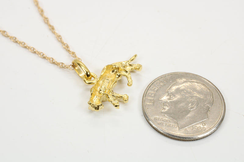 Gold Cougar Necklace for him or her made in gold vermeil