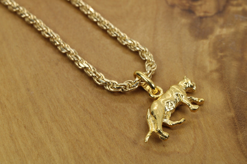 Gold Cougar Necklace for him or her made in gold vermeil