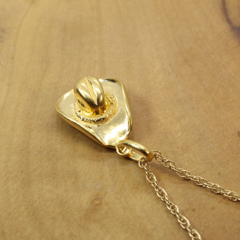 3-D Gold Cowboy Hat Necklace for him or her made in 14kt gold vermeil