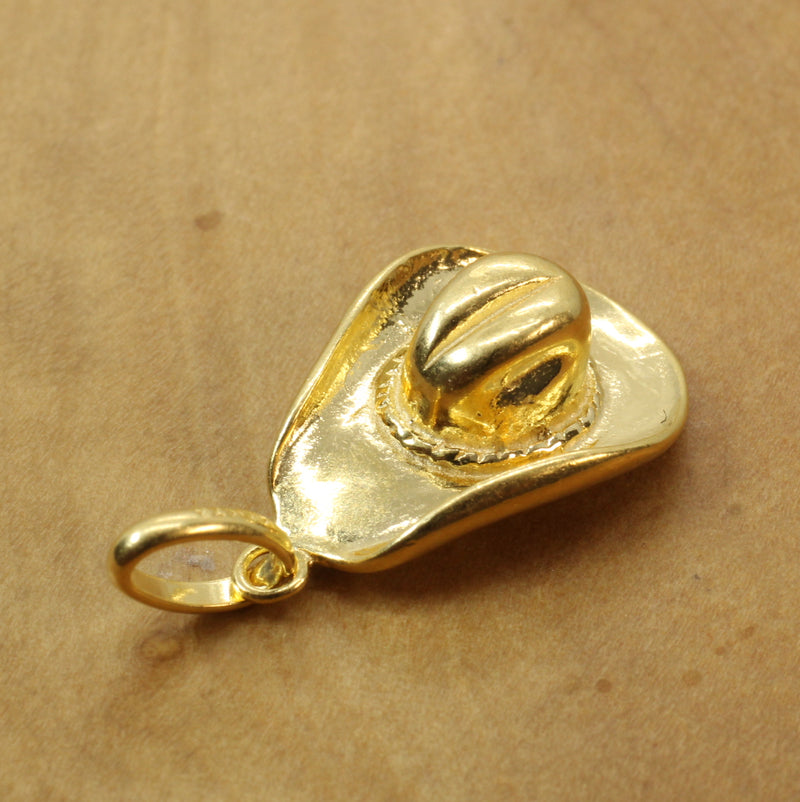 3-D Gold Cowboy Hat Necklace for him or her made in 14kt gold vermeil