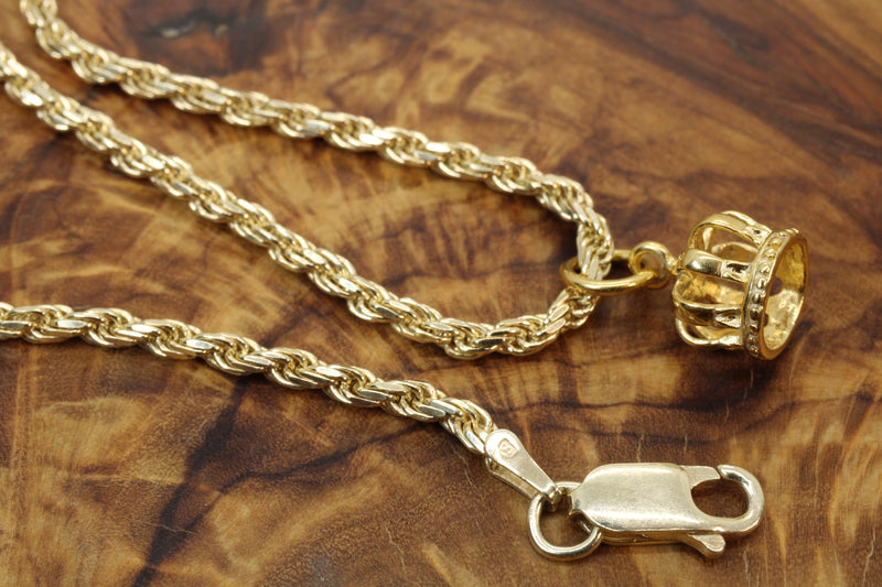 Gold Crown Charm Necklace made in 14kt gold Vermeil for him or her