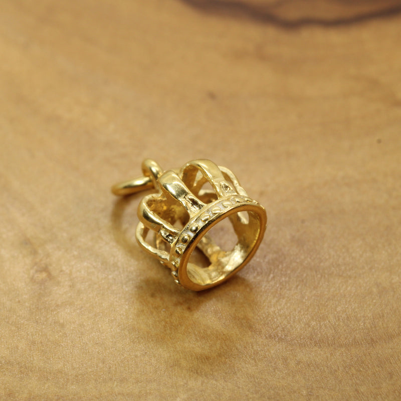 Gold Crown Charm Necklace made in 14kt gold Vermeil for him or her