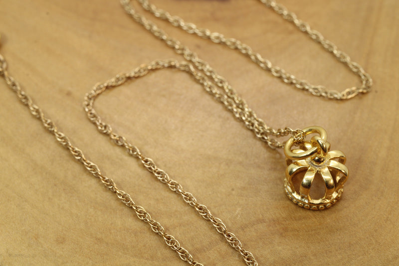 Gold Crown Charm Necklace made in 14kt gold Vermeil for him or her