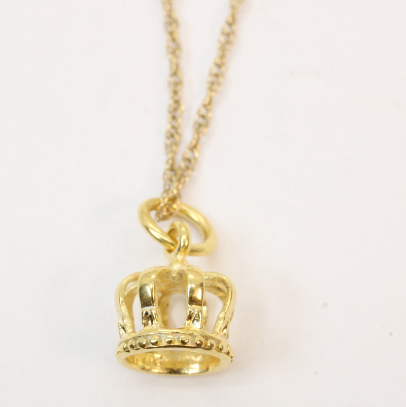 Gold Crown Charm Necklace made in 14kt gold Vermeil for him or her
