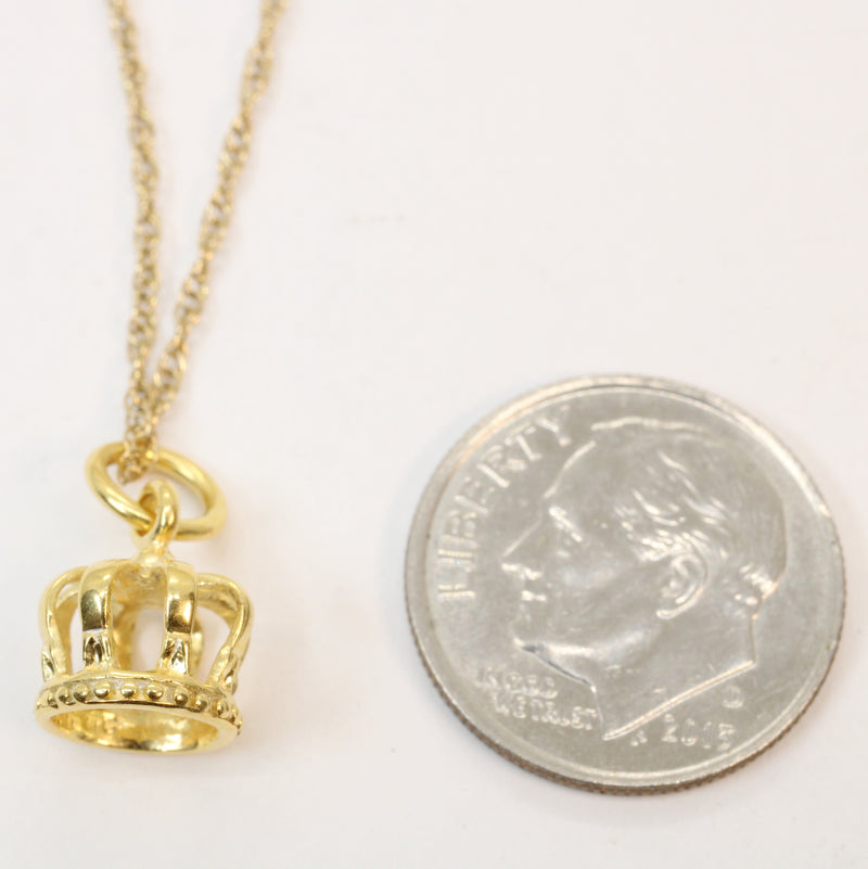 Gold Crown Charm Necklace made in 14kt gold Vermeil for him or her