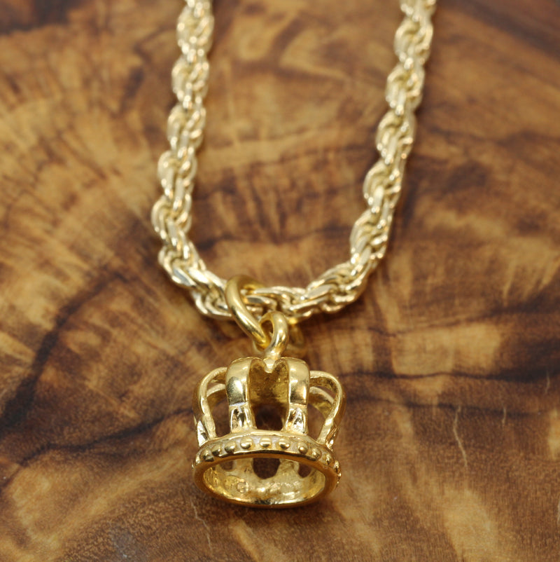 Gold Crown Charm Necklace made in 14kt gold Vermeil for him or her