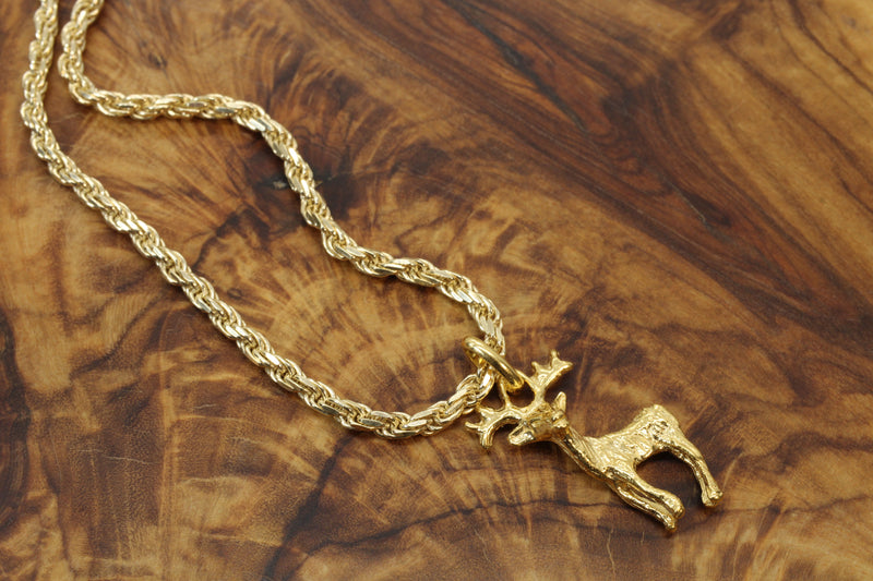 Gold Buck Deer Necklace in 14kt Gold Vermeil for him or her