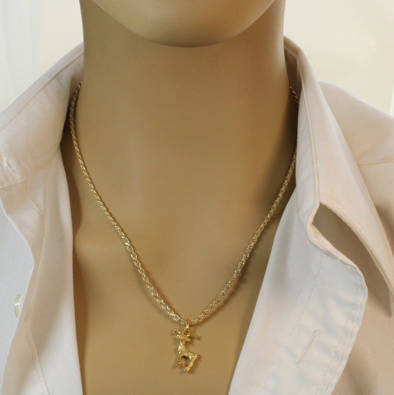 Gold Buck Deer Necklace in 14kt Gold Vermeil for him or her