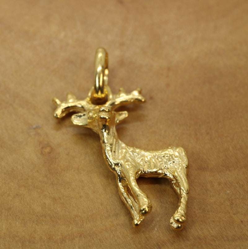 Gold Buck Deer Necklace in 14kt Gold Vermeil for him or her