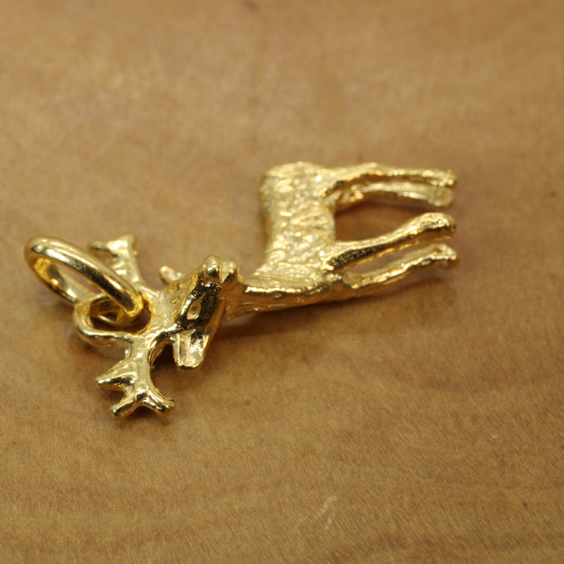 Gold Buck Deer Necklace in 14kt Gold Vermeil for him or her