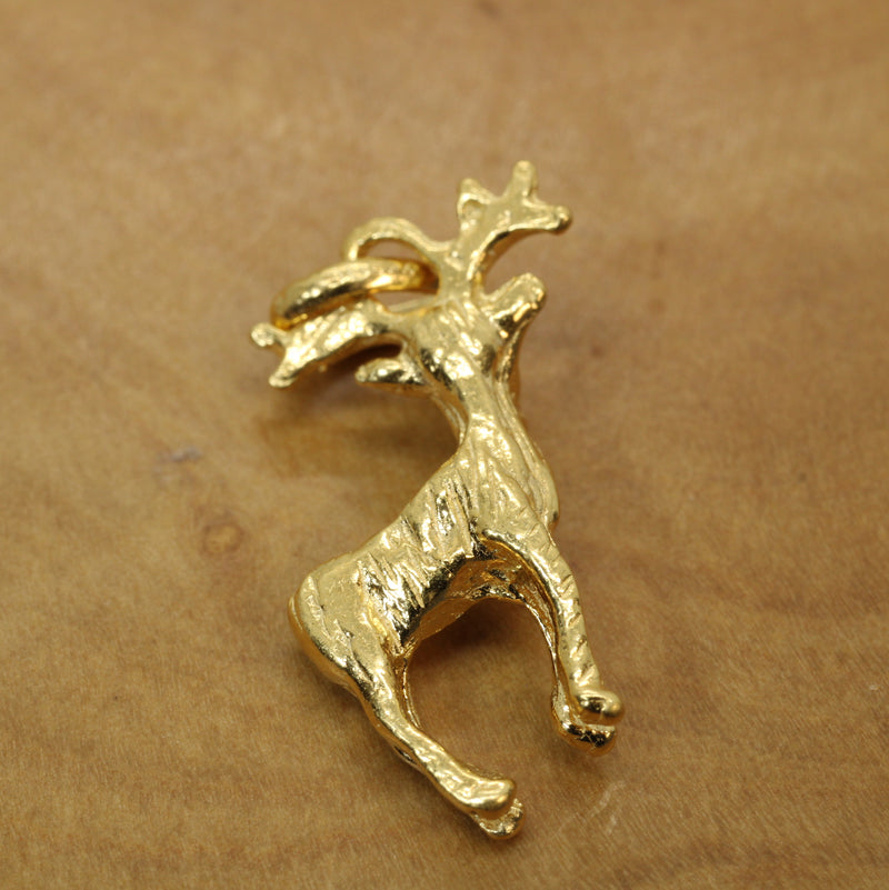 Gold Buck Deer Necklace in 14kt Gold Vermeil for him or her