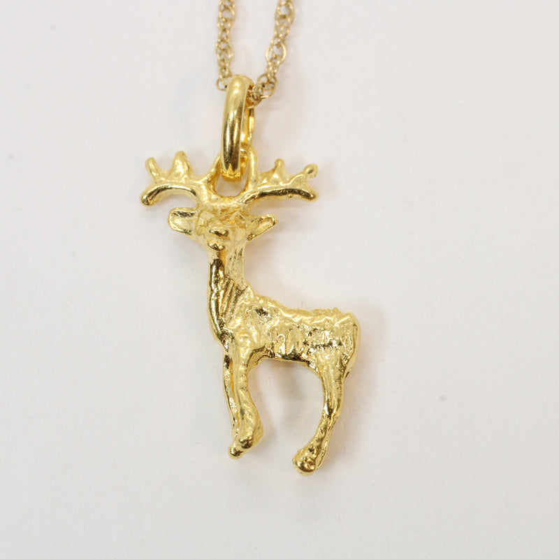 Gold Buck Deer Necklace in 14kt Gold Vermeil for him or her