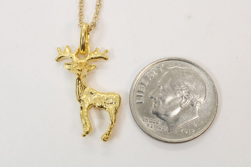 Gold Buck Deer Necklace in 14kt Gold Vermeil for him or her