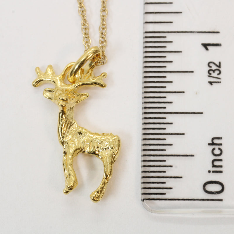 Gold Buck Deer Necklace in 14kt Gold Vermeil for him or her