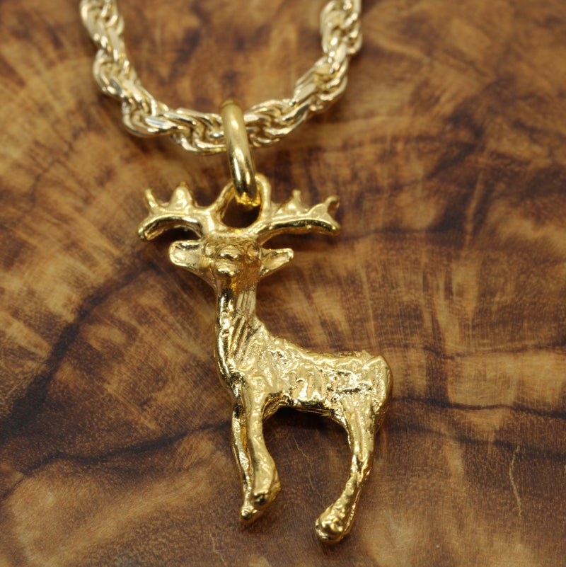 Gold Buck Deer Necklace in 14kt Gold Vermeil for him or her