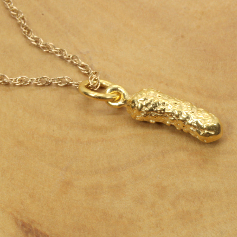Gold Pickle Necklace or Charm for her made in 14kt Gold Vermeil