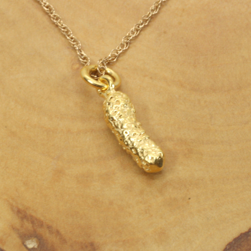Gold Pickle Necklace or Charm for her made in 14kt Gold Vermeil