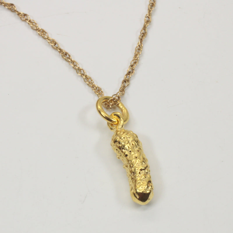 Gold Pickle Necklace or Charm for her made in 14kt Gold Vermeil