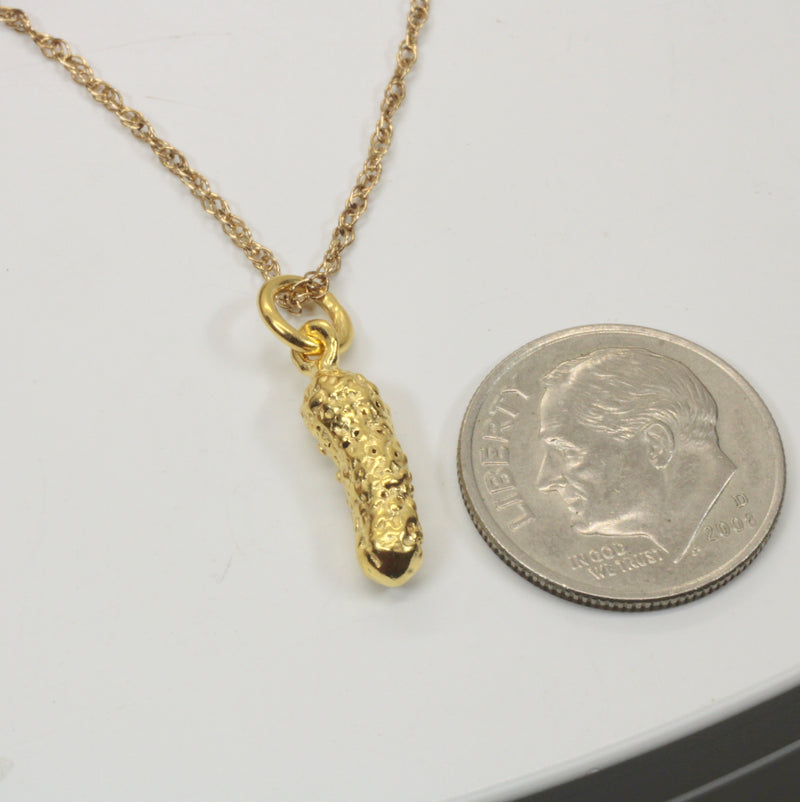Gold Pickle Necklace or Charm for her made in 14kt Gold Vermeil