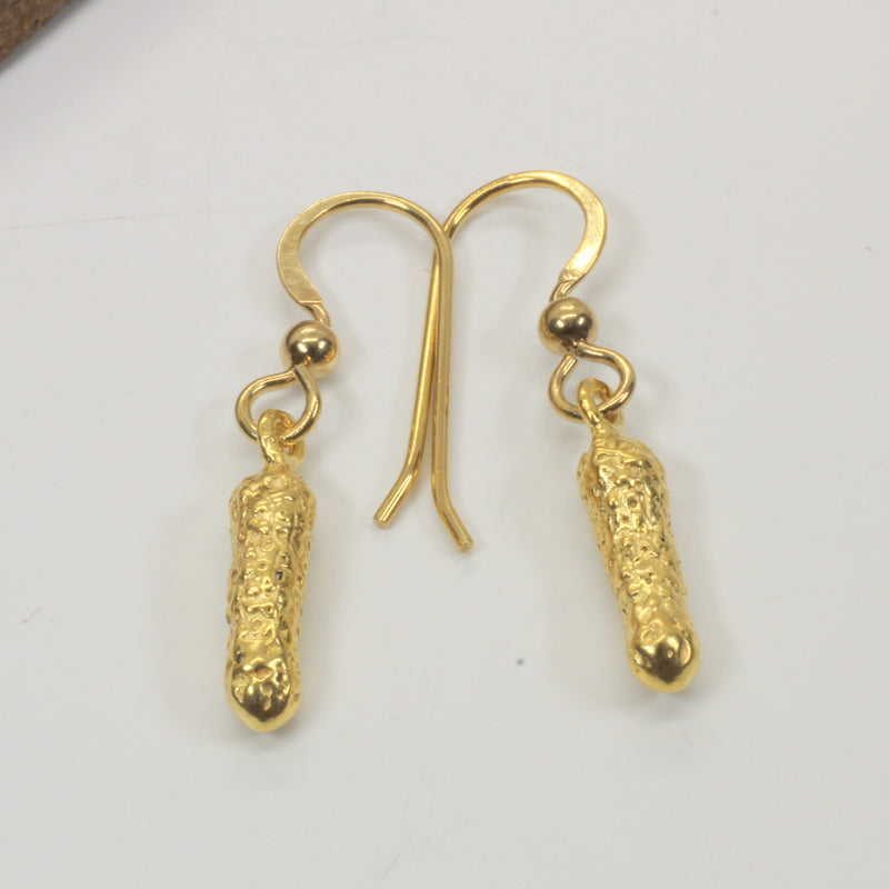 Gold Pickle Earrings for her made in 14kt Gold Vermeil