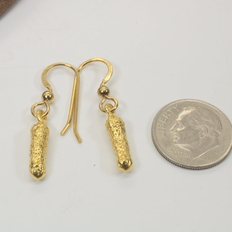 Gold Pickle Earrings for her made in 14kt Gold Vermeil