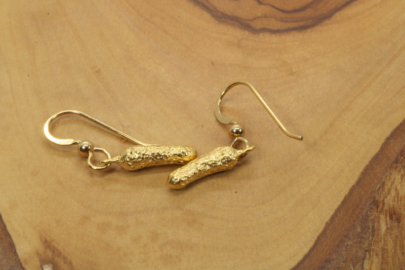 Gold Pickle Earrings for her made in 14kt Gold Vermeil