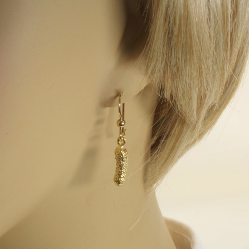 Gold Pickle Earrings for her made in 14kt Gold Vermeil