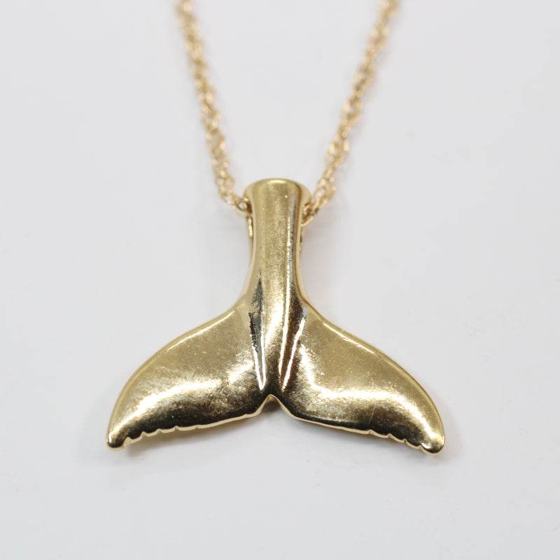 Gold Whale Tail Necklace for her made in 14kt gold vermeil