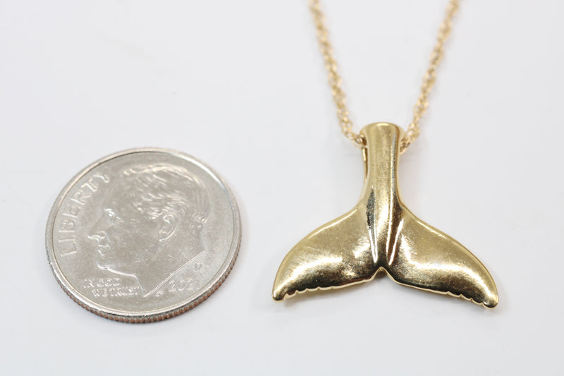 Gold Whale Tail Necklace for her made in 14kt gold vermeil