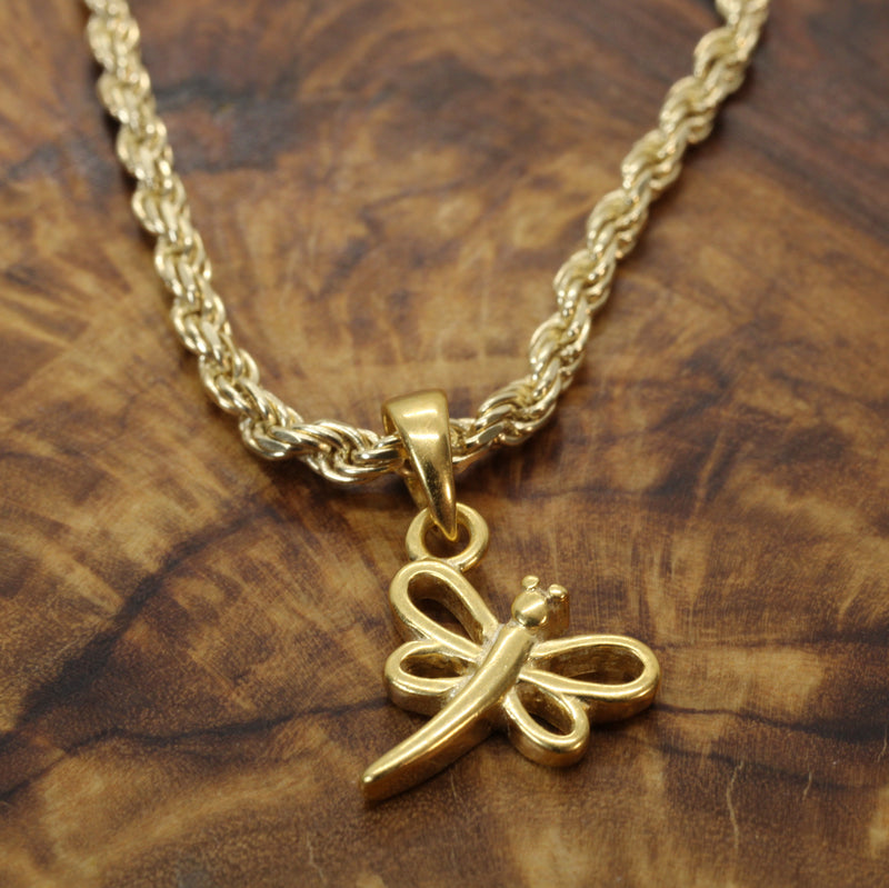 Gold Dragonfly Silhouette Necklace made in 14kt gold vermeil for him or her