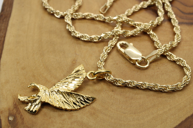 Gold Eagle Necklace for him or her made in 14kt gold vermeil