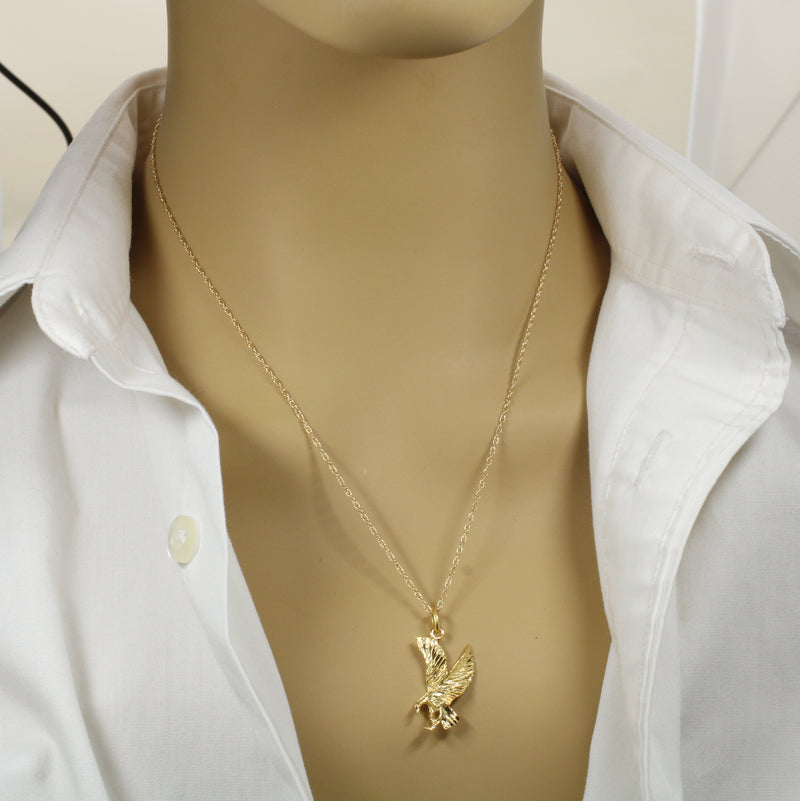 Gold Eagle Necklace for him or her made in 14kt gold vermeil
