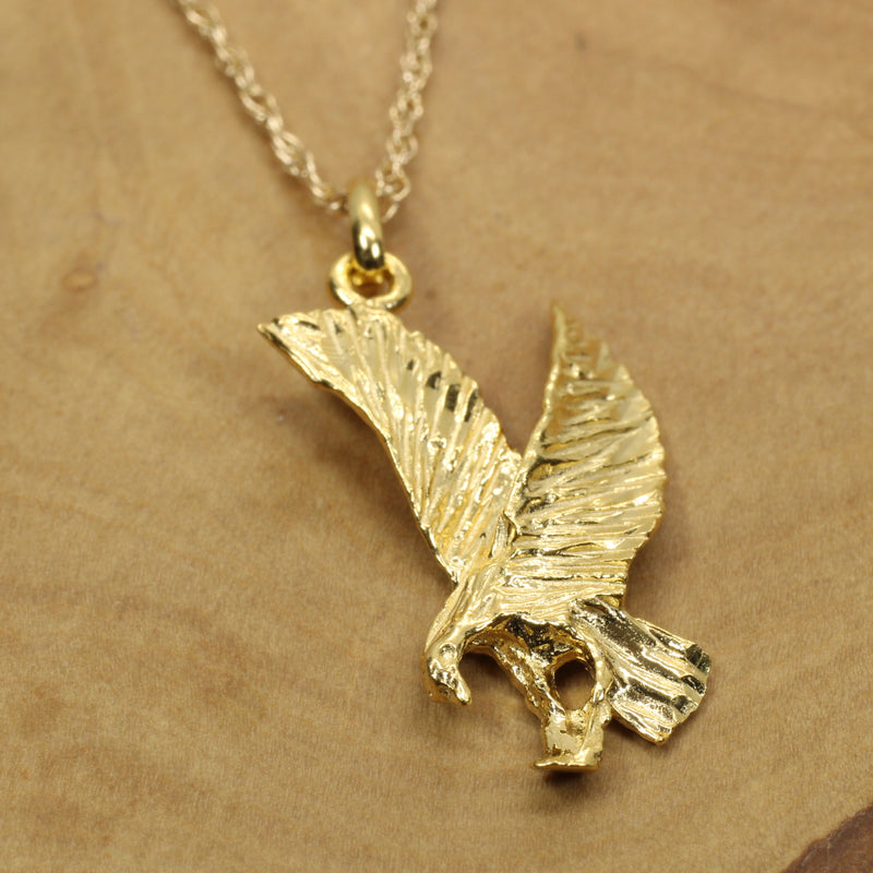 Gold Eagle Necklace for him or her made in 14kt gold vermeil